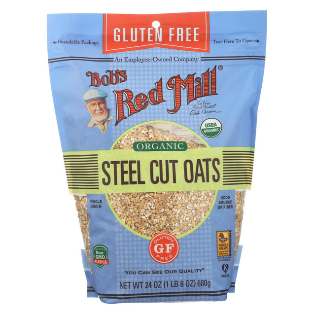 Bob's Red Mill - Organic Steel Cut Oats - Gluten Free - Case Of 4-24 Oz - RubertOrganics