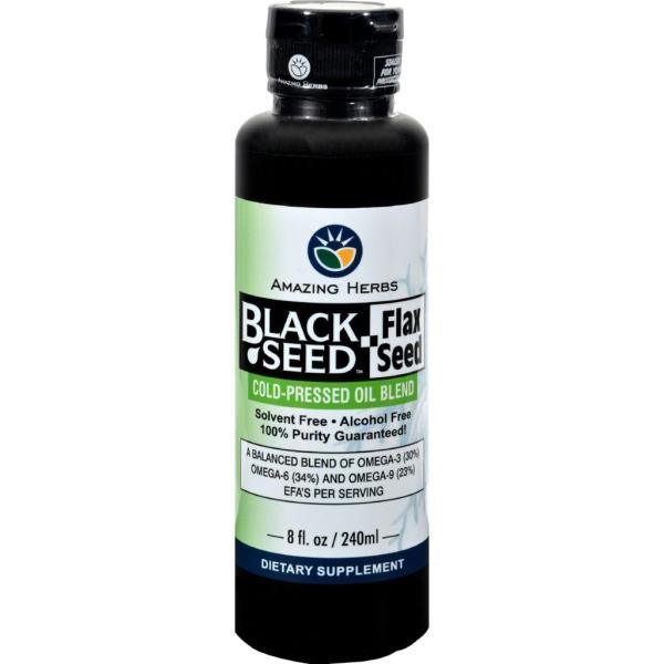 Amazing Herbs Black Seed Oil Blend - Flax Seed Oil - 8 Oz - RubertOrganics