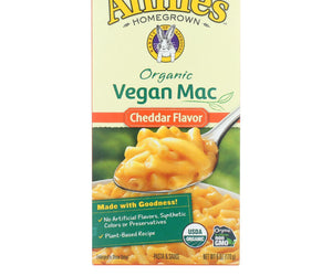 Annie's Homegrown Organic Macaroni &amp; Cheese - Vegan Cheddar Flavored - Case Of 12 - 6 Oz - RubertOrganics
