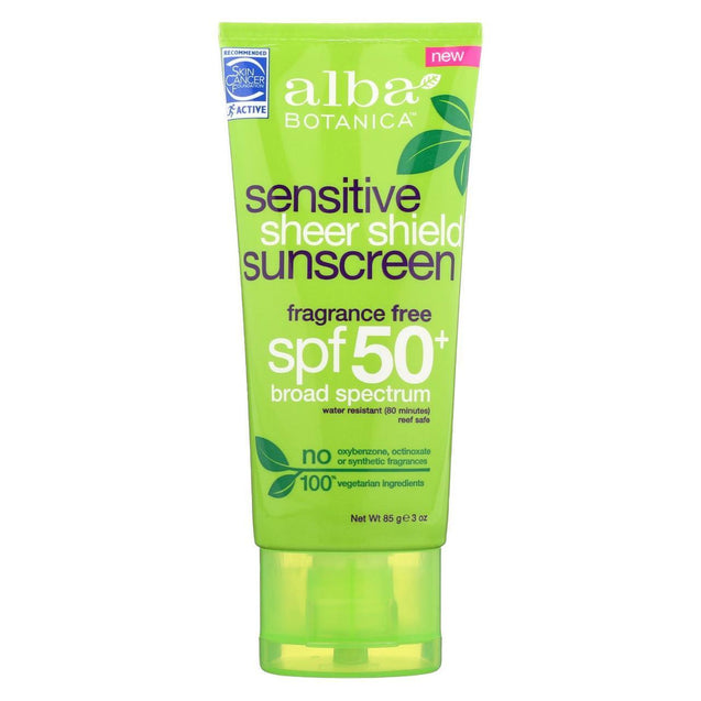 Alba Botanica Sunscreen - Sensitive Sheer Touch Spf 50and - Case Of 1 - 3 Oz. - RubertOrganics